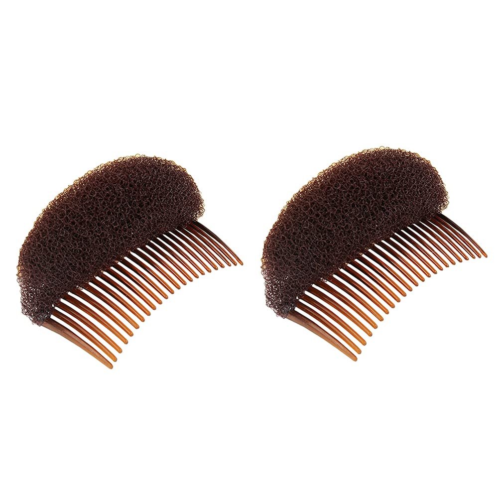 ericotry 2Pcs Charming Hair Comb Bump It Up Volume Inserts Bo Beehive Base Cushion Pad Hair Stick Bun Maker Accessories for Women Lady Girl (Brown)