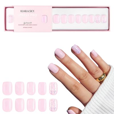 Kiara Sky Press On Nails | XPRESS PRO 100% Acrylic Nails | 30-Piece Kit Includes Nail Glue, Cuticle Pusher, File & Prep Pad | Square Short- Girl World