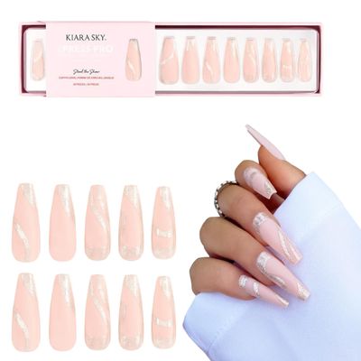Kiara Sky Press On Nails | XPRESS PRO 100% Acrylic Nails | 30-Piece Kit Includes Nail Glue, Cuticle Pusher, File & Prep Pad | Coffin Long - Steal The Show