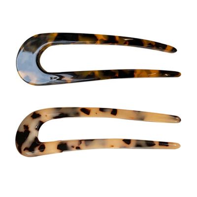 LALAFINA 2pcs Vintage U-shaped Hair Elegant Mixed Color Barrettes for Women Lightweight Retro Hair Accessories for Daily Wear and Special Occasions