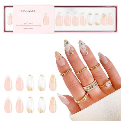Kiara Sky Press On Nails | XPRESS PRO 100% Acrylic Nails | 30-Piece Kit Includes Nail Glue, Cuticle Pusher, File & Prep Pad | Almond Medium - Blush Hour