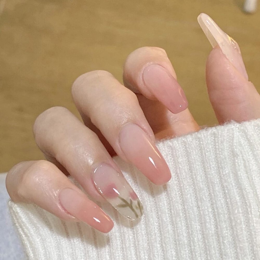 Light Rain Large Size Hand-made Press on Nails, 3D Gel UV Finished False nails with Design by Professional Manicurist
