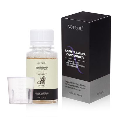 ACTROL Eyelash Cleanser Concentrate 60ml Unscented Professional Lash Shampoo Foaming Cleanser DIY Wash for Extensions Lashes with Salon Home Care-Makes 6 Bottles
