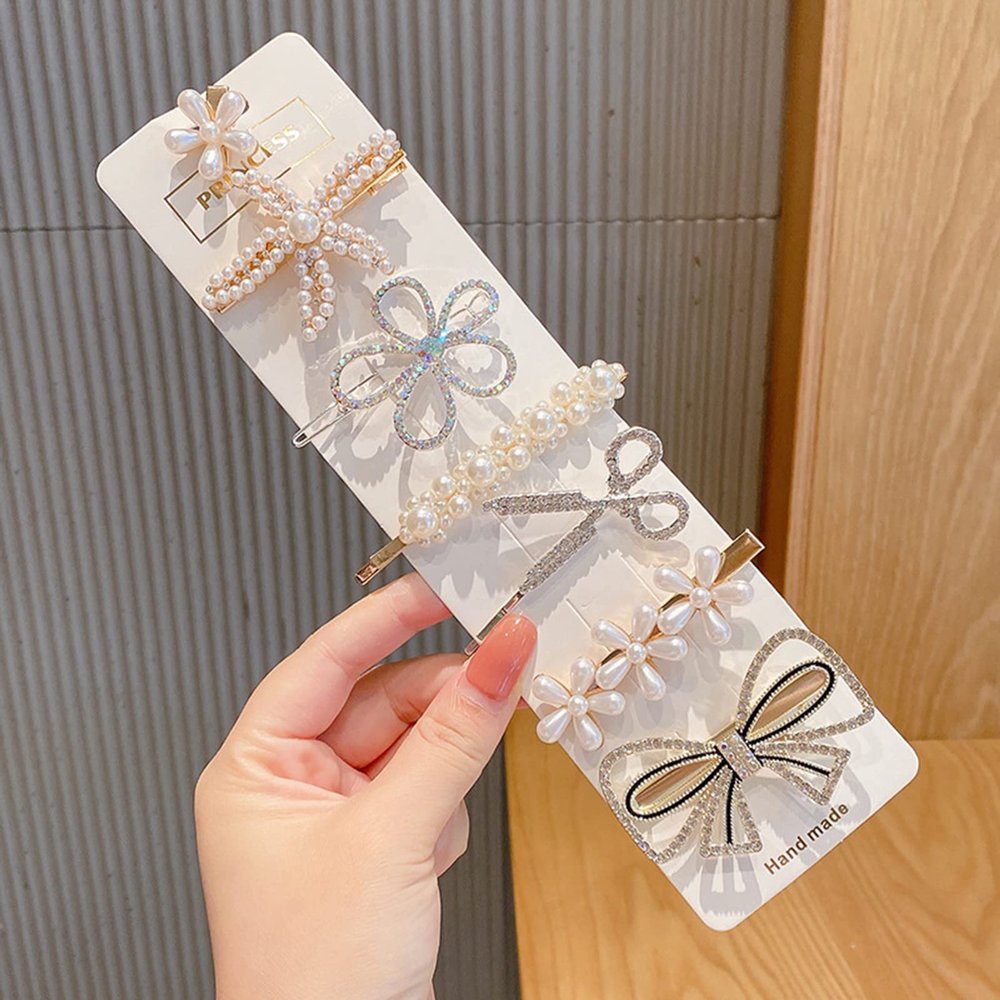 7 Pieces Pearl Hair Clips Set, Handmade Simulation Pearl Barrettes Clip Sweet Decorative Bobby Pins Hairpin Headwear Hair Accessories Headwear for Women and Girls