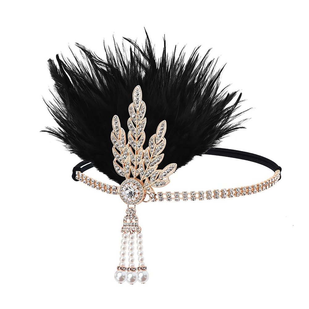 1920s Accessories for Women, Great Gatsby Accessories 20s Flapper Headband Feather Headwear Masquerade Female Prom Queen