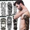 ANIUVOT Extra Large Sleeve Tattoo Temporary Full Arm Fake Body Stickers for Adult Men Women 6 Sheets, Aniuvot Teens Waterproof Realistic Skull Owl Virgin Mary Tribe Totem Halloween Makeup Accessories view 1