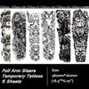 ANIUVOT Extra Large Sleeve Tattoo Temporary Full Arm Fake Body Stickers for Adult Men Women 6 Sheets, Aniuvot Teens Waterproof Realistic Skull Owl Virgin Mary Tribe Totem Halloween Makeup Accessories view 2