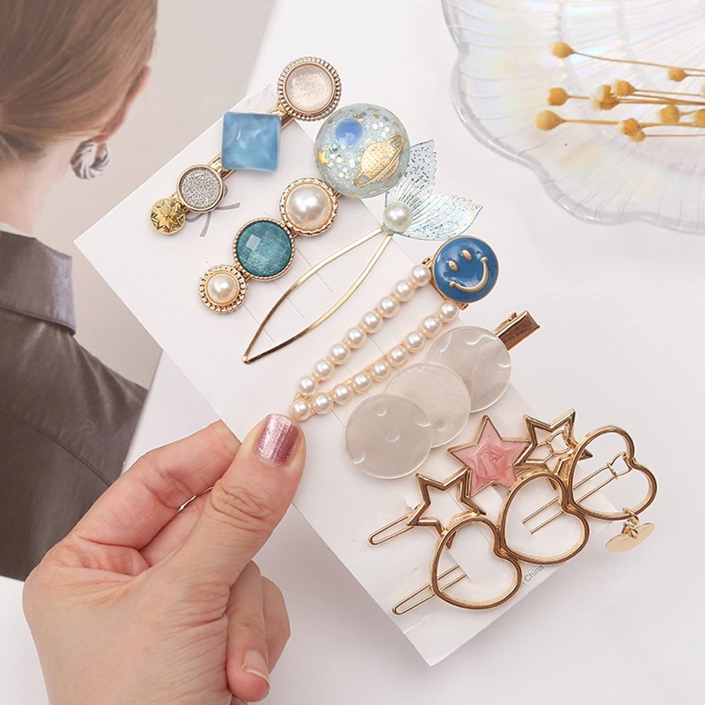 8Pcs Hair Clips for Women, Hair Barrettes Acrylic Resin Sweet Decorative Bobby Pins Hairpin Accessories Headwear for Women and Girls (C)