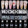 Mixed 3D Nail Art Gem Decoration Accessories Kit #4, Aurora Bear Bow Butterfly Starry AB Rhinestone Charm Jewelry for Deco, Pearl Flower Caviar Bead Stone Crystal with Dual-End Brush and Tweezer view 3