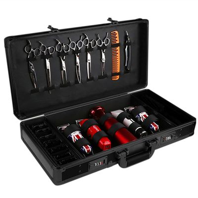 GMSLuu Barber Carrying Case Barber Case, Stylist Tool Box Professional Salon Hair Cutting Grooming Kit Storage Organizer for Clippers, Scissors, Barber Supplies with Secure Numlock, Black