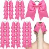 Yunsailing 40 Pcs 7'' Pink Cheer Hair Bows Breast Cancer Awareness Items for Girls Hot Pink Cheerleaders Bows Ponytail Holder Elastic Tie Bands Sports Hair Accessories for Teen Youth Women College view 1