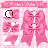 Yunsailing 40 Pcs 7'' Pink Cheer Hair Bows Breast Cancer Awareness Items for Girls Hot Pink Cheerleaders Bows Ponytail Holder Elastic Tie Bands Sports Hair Accessories for Teen Youth Women College view 3