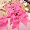 Yunsailing 40 Pcs 7'' Pink Cheer Hair Bows Breast Cancer Awareness Items for Girls Hot Pink Cheerleaders Bows Ponytail Holder Elastic Tie Bands Sports Hair Accessories for Teen Youth Women College view 4