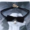 Allereyae Vintage Satin Choker Necklace Pearl Pendant Necklace Black Bow Necklace Punk Leather Collar Necklace Chain Jewelry for Women and Girls view 3