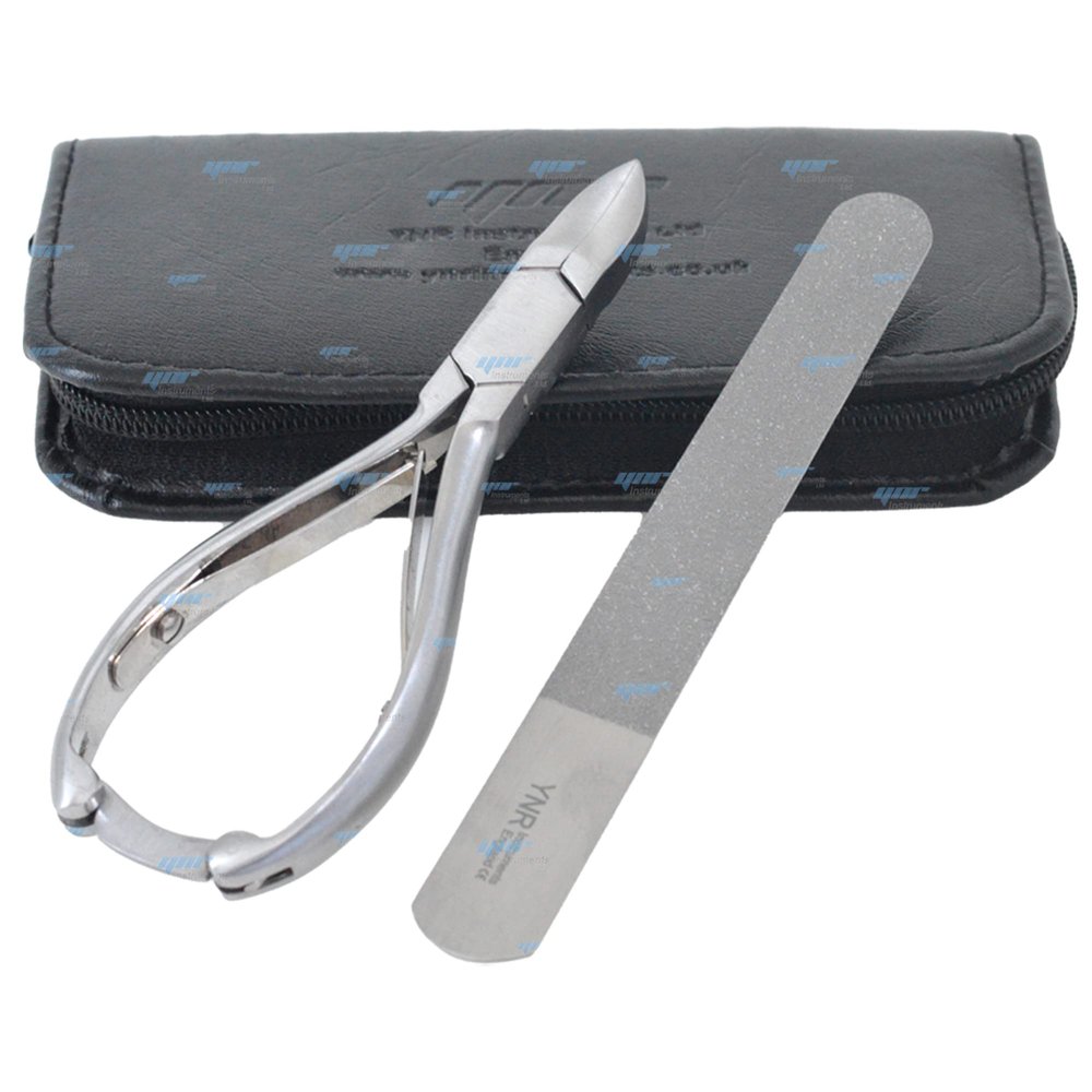 YNR Toenail Clippers Set by YNR Instruments England Podiatry Tool German Forged 6 inch Fungus Nail Nippers to Cut Thick Toe Nails With Nail File - Hospital Grade - 15cm