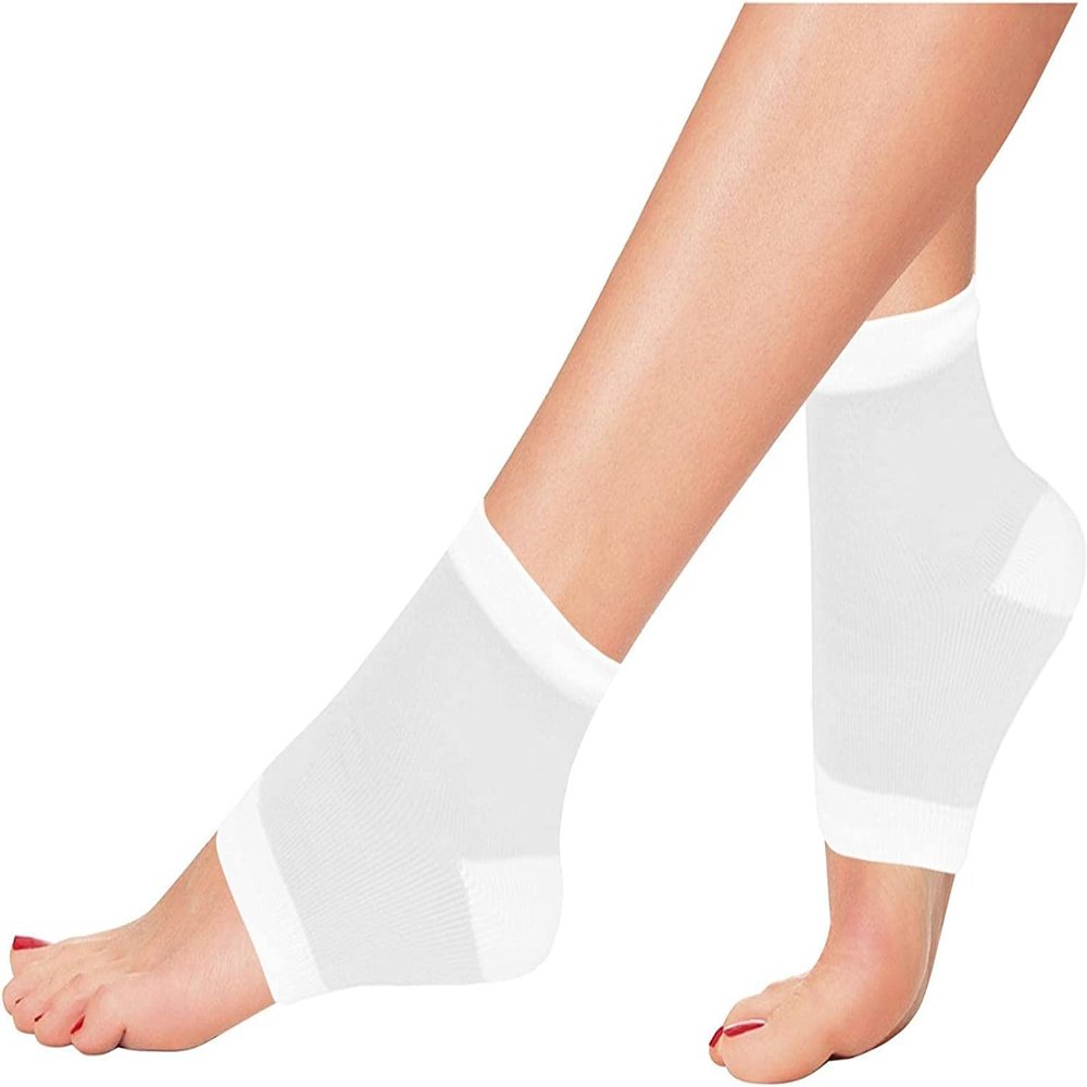 DCF Gel Moisturizing Heel Socks - Heel Socks for Dry Cracked Feet, Gel Heel Repair Socks for Cracked Heels, Moisture Socks for Women Dry Feet, Moisturizing Spa Socks for Overnight - White