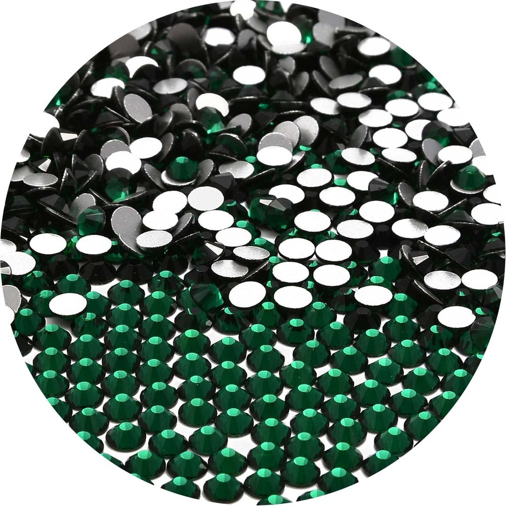NCB 1500pcs Flatback Round Glass Nail Art Rhinestones Crystal for DIY Making Accessories Shoes, Clothes, Face Art, Bags, Manicure (Emerald, SS20 1500pcs)