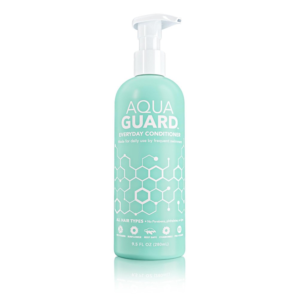 AQUA GUARD Everyday Conditioner for Pool Moms and Swimmers | Softens Hair & Removes Chlorine Damage | Paraben and Gluten Free, Vegan, Color Safe, Leaping Bunny Certified, 9.5 oz