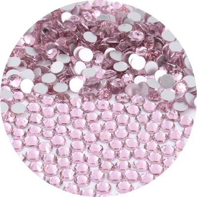 NCB 1500pcs Flatback Round Glass Nail Art Rhinestones Crystal for DIY Making Accessories Shoes, Clothes, Face Art, Bags, Manicure (Lt. Rose, SS16 1500pcs)