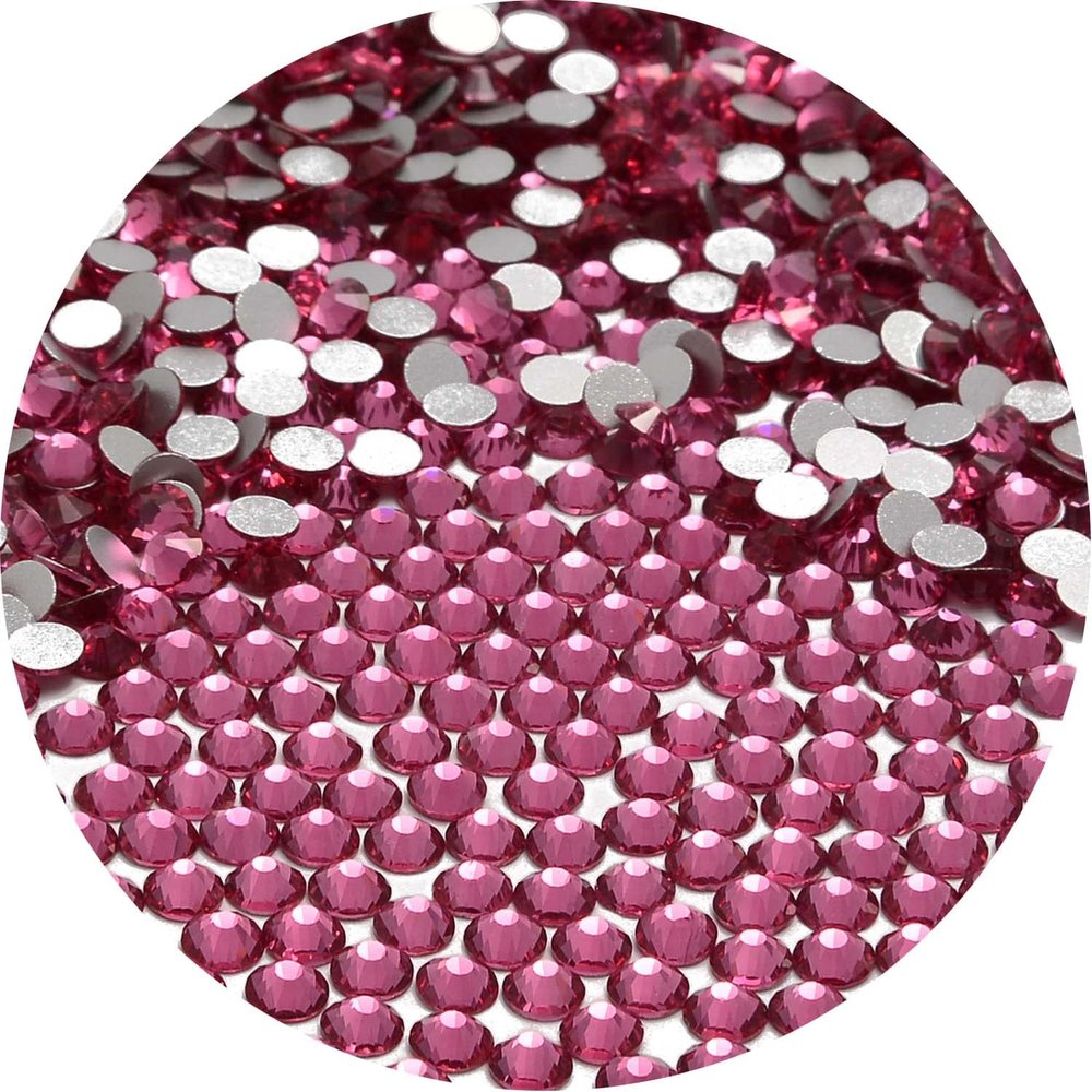 NCB 1500pcs Flatback Round Glass Nail Art Rhinestones Crystal for DIY Making Accessories Shoes, Clothes, Face Art, Bags, Manicure (Rose, SS20 1500pcs)