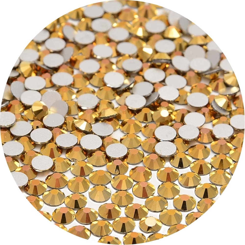 NCB 1500pcs Flatback Round Glass Nail Art Rhinestones Crystal for DIY Making Accessories Shoes, Clothes, Face Art, Bags, Manicure (Aurum, SS20 1500pcs)