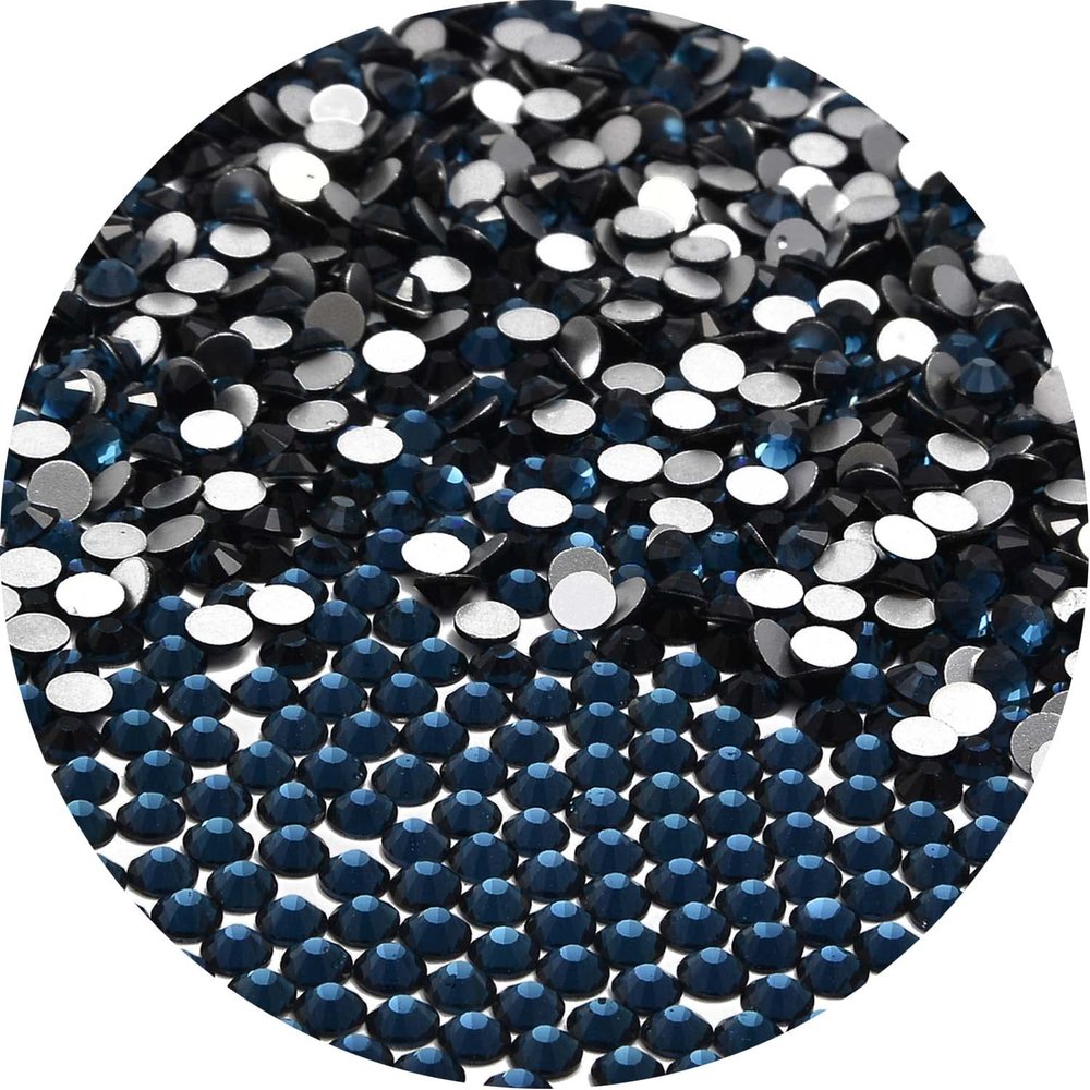 NCB 1500pcs Flatback Round Glass Nail Art Rhinestones Crystal for DIY Making Accessories Shoes, Clothes, Face Art, Bags, Manicure (Montana, SS20 1500pcs)