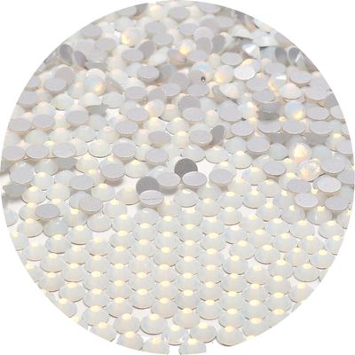 NCB 1500pcs Flatback Round Glass Nail Art Rhinestones Crystal for DIY Making Accessories Shoes, Clothes, Face Art, Bags, Manicure (White Opal, SS20 1500pcs)