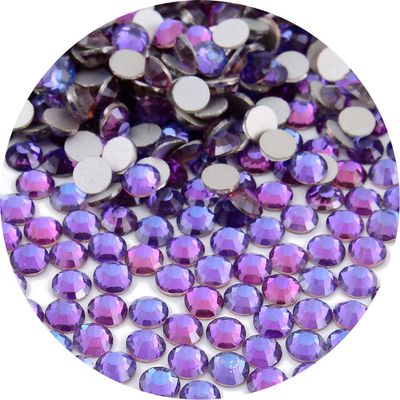 NCB 1500pcs Flatback Round Glass Nail Art Rhinestones Crystal for DIY Making Accessories Shoes, Clothes, Face Art, Bags, Manicure (Purple Velvet, SS20 1500pcs)