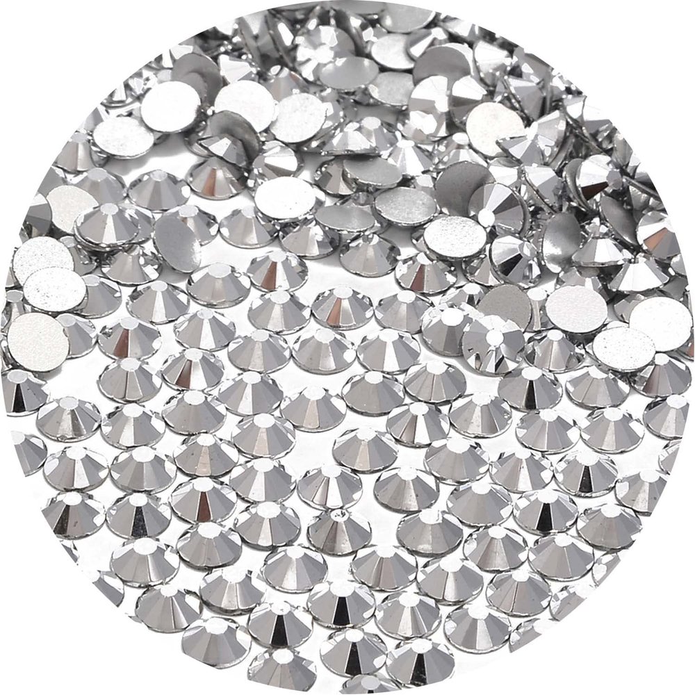 NCB 1500pcs Flatback Round Glass Nail Art Rhinestones Crystal for DIY Making Accessories Shoes, Clothes, Face Art, Bags, Manicure (Labrador, SS20 1500pcs)