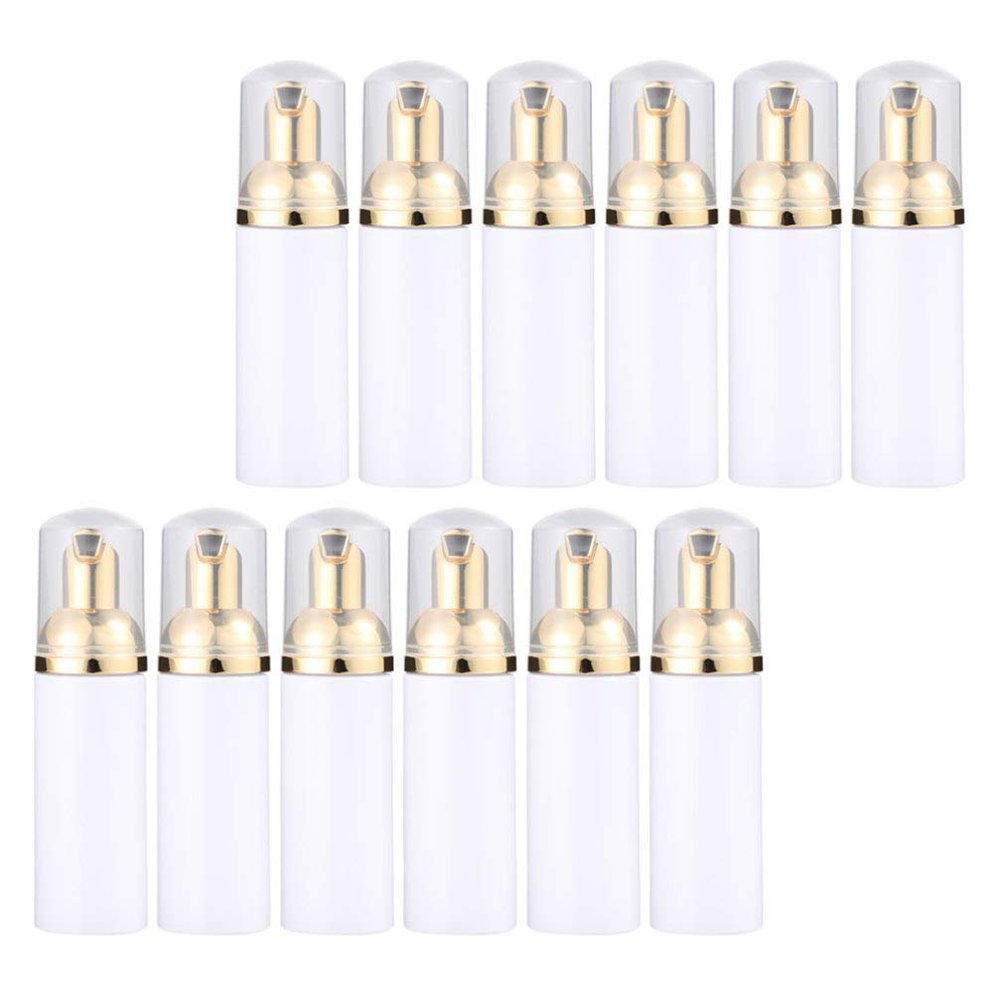Foam Pump Bottle 12Pcs 30ml Facial Foaming Bottles, Empty Travel Foaming Dispensers, Refillable Foam Bottle with Pump for Shampoo, Body Wash (Gold) Travel Toiletries Containers