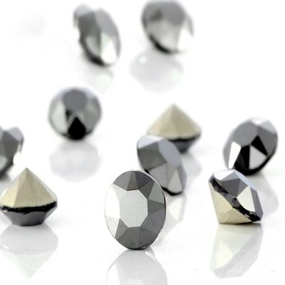 ChangJin 70PCS Mixed Colors K9 Crystals Point Back Rhinestones Round Fancy Stones for Nail Art (8mm 70PCS, Silver Black)