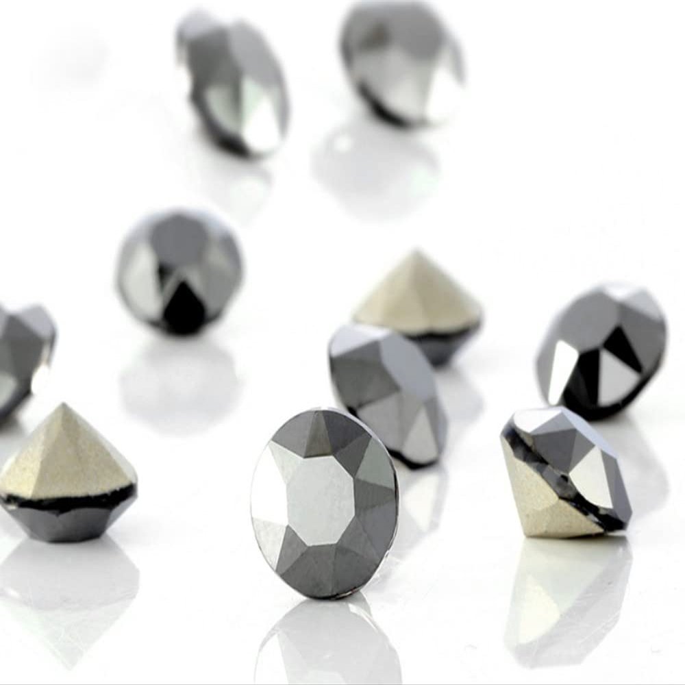 ChangJin 70PCS Mixed Colors K9 Crystals Point Back Rhinestones Round Fancy Stones for Nail Art (6mm 70PCS, Silver Black)