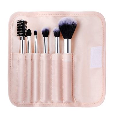 METREY Synthetic Bristle Makeup Brush Set- Pink, 7 Piece