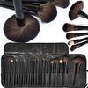 METREY Fiber Bristle Makeup Brush Set with Black Leather Case- BLACK, 24 Pieces view 1