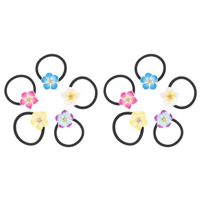 LALAFINA 10pcs Plumeria Hair Ties Hawaiian Hair Ties Plumeria Hair Ropes Elastic Hair Bands Rubber Band Hair Bands for Women and Girls