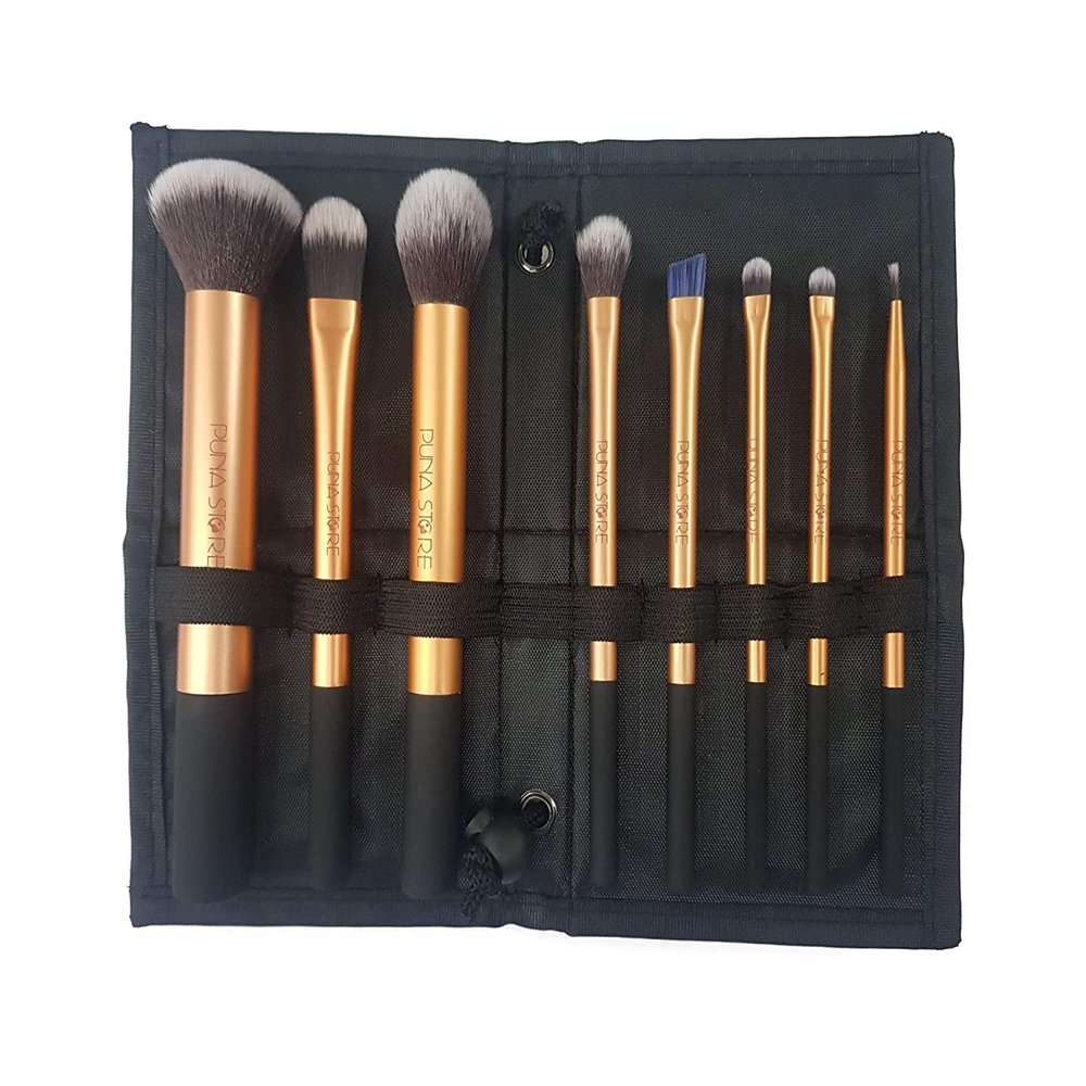 METREY Soft Synthetic Bristles Makeup Brushes - Bronze, Pack of 8, PS-8
