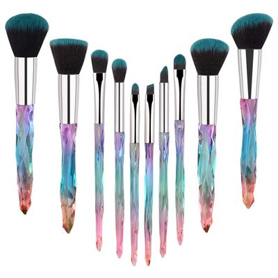METREY WOPMENT 10 Pieces Professional Diamond Cosmetic Brush Set for Kabuki Concealer Face Powder Eye Shadow Highlight Kit for Make up - Multicolor