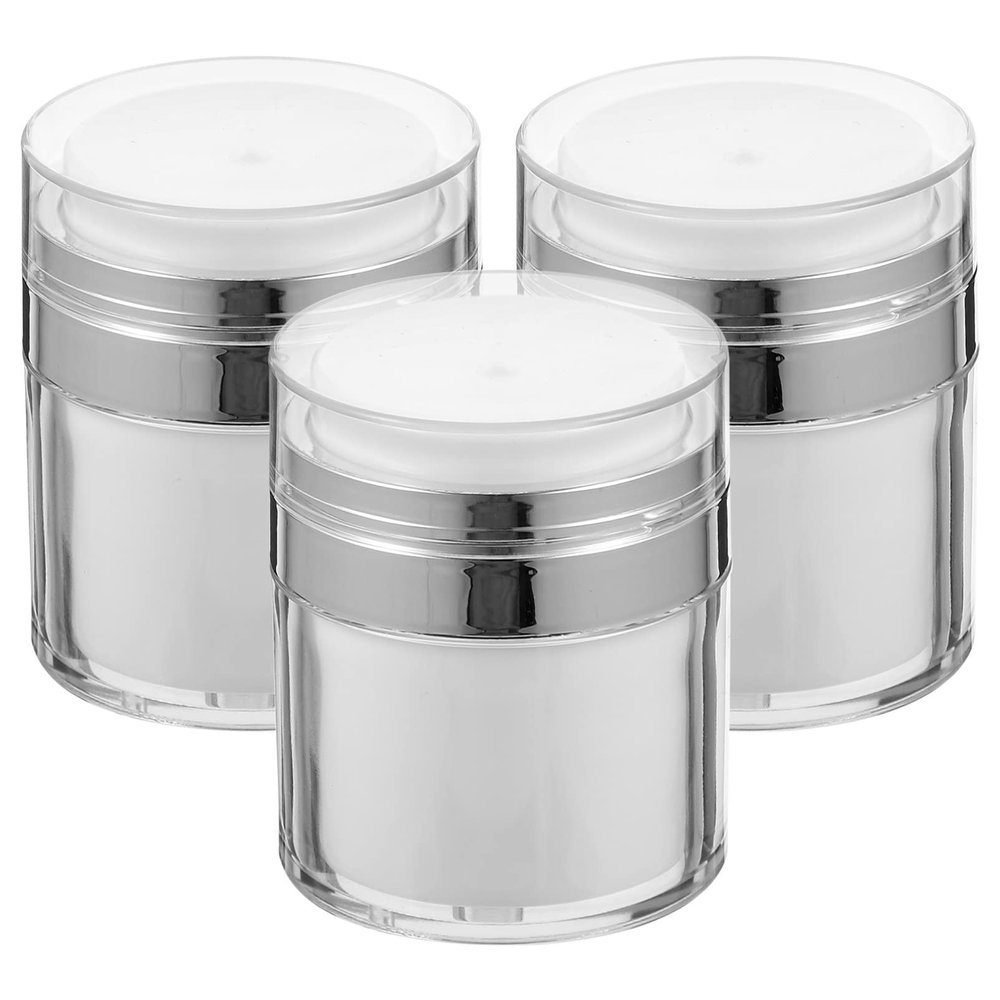 Beaupretty 3 Pieces Cream Jar Vacuum Bottles, Empty Makeup Cosmetic Jar Containers with Pump Jars Lotion Cream Bottles 30ml