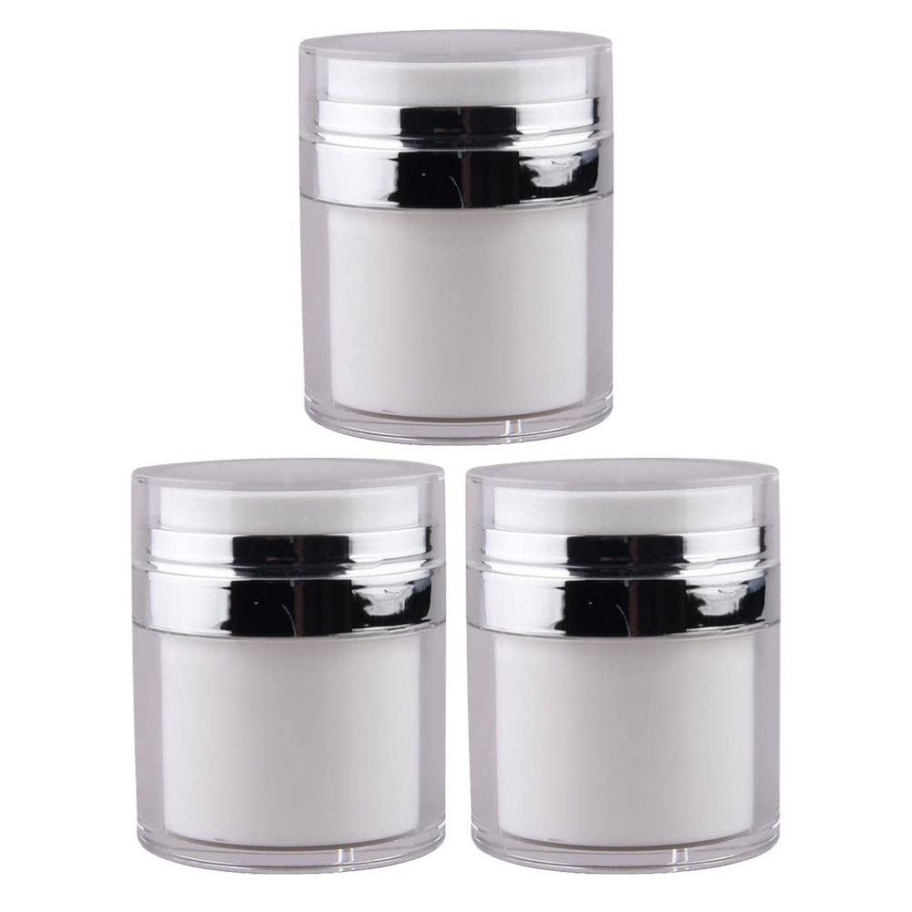 Beaupretty 3 Pieces Cream Jar Vacuum Bottles, Empty Makeup Cosmetic Jar Containers with Pump Jars Lotion Cream Bottles 15ml