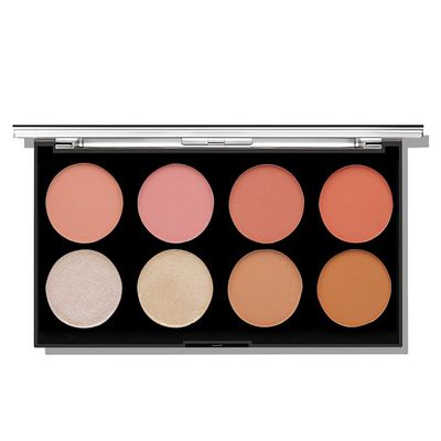 METREY 8color contour, highlighter, blusher palette| peach and pink blusher| bronzer and highlighter | blusher and contour combo palette | blusher bronzer highlighter contour palette I FP01