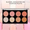 METREY 8color contour, highlighter, blusher palette| peach and pink blusher| bronzer and highlighter | blusher and contour combo palette | blusher bronzer highlighter contour palette I FP01 view 2