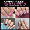 UNA GELLA Short Coffin Nail Tips: 216pcs Short Coffin Press on Nails Pre-shape Gel Nail Tips for Full Cover Acrylic Nails False Nails For Nail Extension Home DIY Salon 12 Sizes Gelly Tips view 2