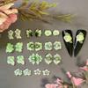 3D Acrylic Flower Nail Art Charms Handmade by Acrylic Powder - 15 colors, 24pcs Flowers Nail Rhinestones Kit 3D Crystal Nail Pearls Flat Design Acrylic Nail Art for Women Girls (Green), 24.0 Count view 1