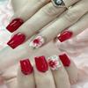 3D Acrylic Flower Nail Art Charms Handmade by Acrylic Powder - 15 colors, 24pcs Flowers Nail Rhinestones Kit 3D Crystal Nail Pearls Flat Design Acrylic Nail Art for Women Girls (Red) view 4