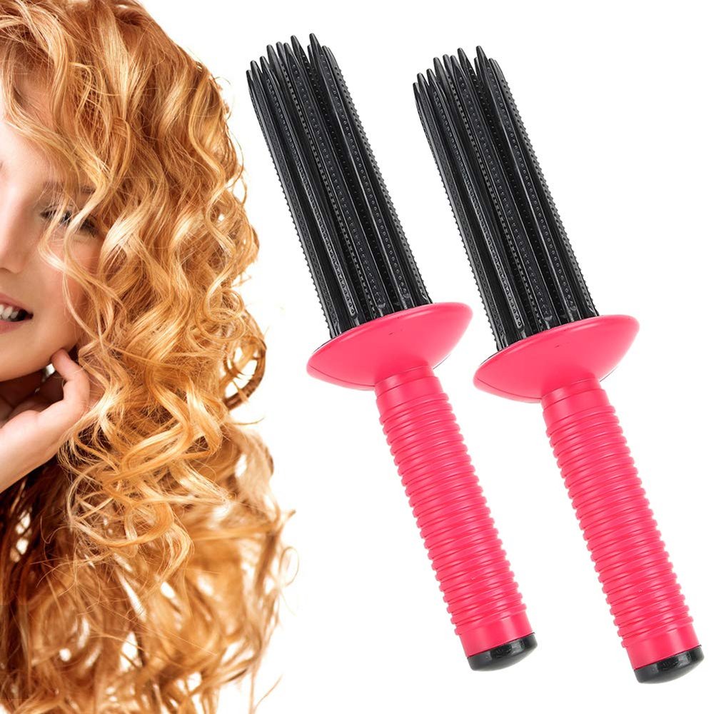 Fluffy Curling Wand and Anti-Slip Hair Comb for Women - 2pcs Pin Curl Tool and Root Comb for Voluminous Hairstyling (17 Comb Teeth)