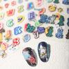 Dedyel New 5D Embossed Embroidered Letters Graffiti Bear Baby Nail Art Sticker Decals Pudding Bear Graffiti Letters Self-Adhesive Nail Art Stickers for Nail Art DIY Decorations (3 Sheets) view 2