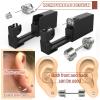 2Pcs Ear Piercing Kit Disposable Sterile Ear Piercing Kit Painless Ear Piercing Gun Tool with CZ Size 5 mm Gold Earring Studs (Silver) view 2