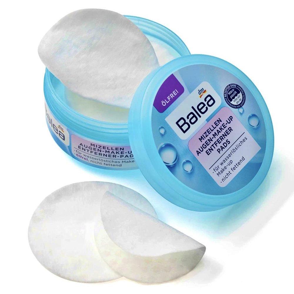 Eye Make-Up Remover Pads Micelles, Vegan, With Vitamin E, Contains oil, Vegan, Fragrance-Free, 50 Pads (pack of 1)