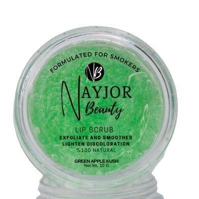 NayJor Beauty Lip Scrub  Exfoliating & Moisturizing for Dry, Dark Lips  Green Apple Kush  Natural Lip Care with Aloe, Coconut, Jojoba & Vitamin E
