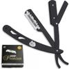 The Shave Factory Straight Edge Razor Kit - with Single Stainless Steel razors for men from (Black, Derby Premium Single Edge) view 1